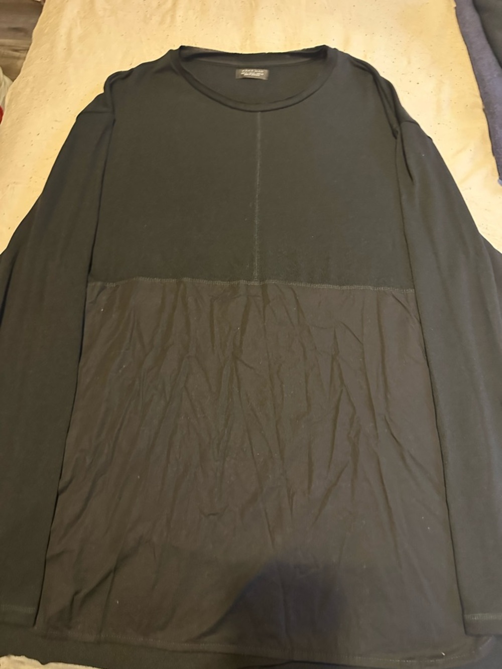 Zara Man Black Crew Neck Two-Tone Tee